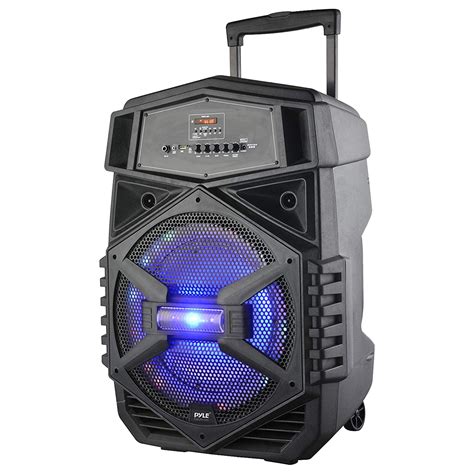 This Pyle PA speaker system has a handle and casters for easy portability. . Pyle bluetooth speaker